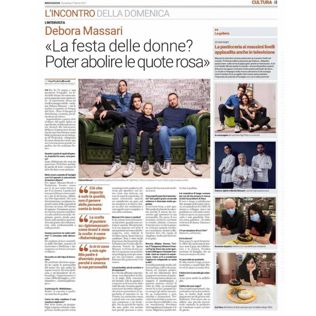 Brescia Oggi Nell'intervista a Debora Massari sono state pubblicate 2 mie fotografie di lei insieme alla sua famiglia.
