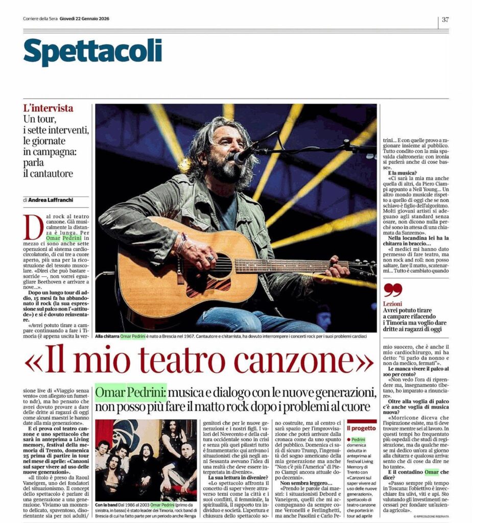 Omar Pedrini Corriere della Sera